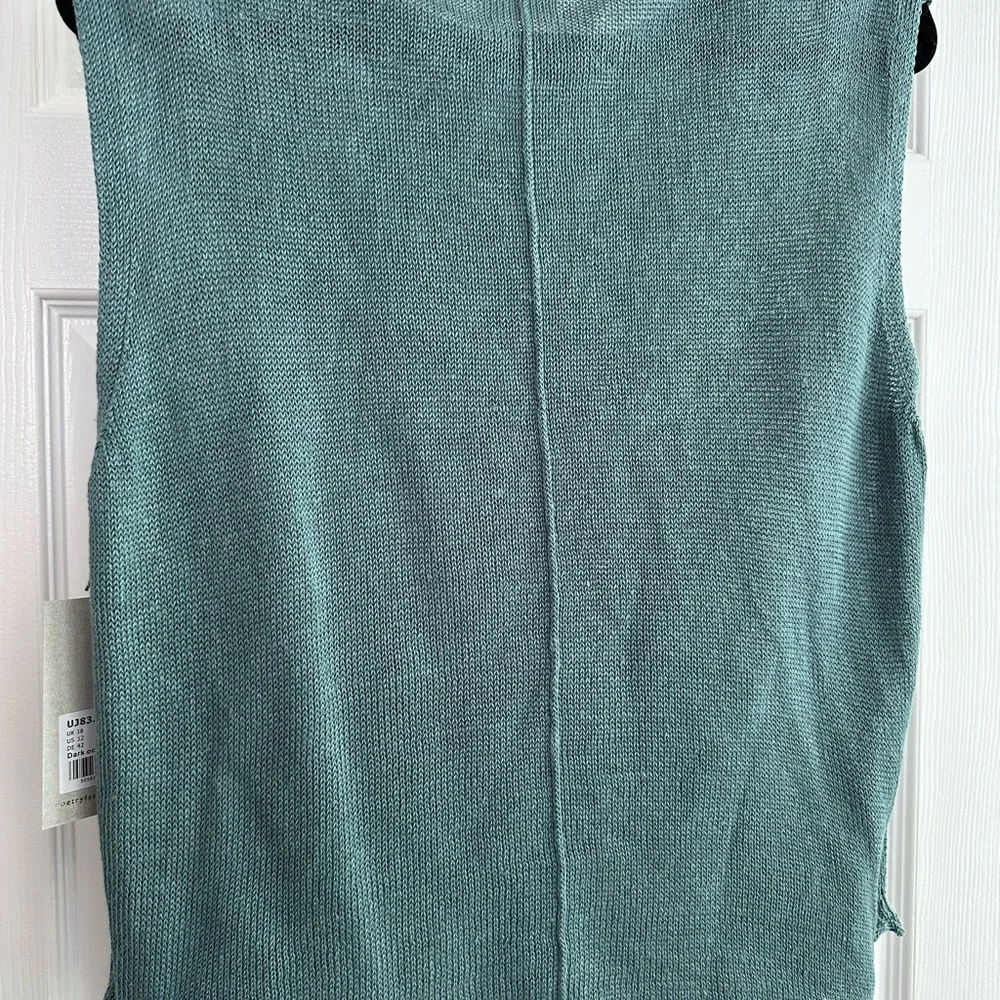 Poetry Teal Sleeveless Linen Sweater, US 12, 💗EUC - Picture 2 of 6